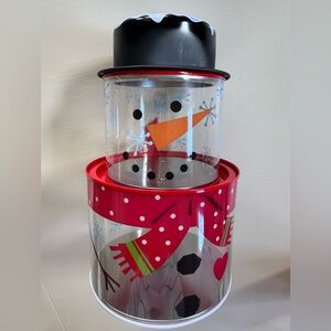 Stackable Snowman Tin container made by The Tin Box Company